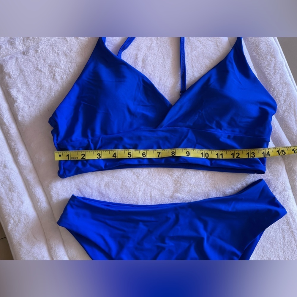 NWOT Womens Two Piece High Waisted Bikini unbranded size XL blue - Picture 8 of 14